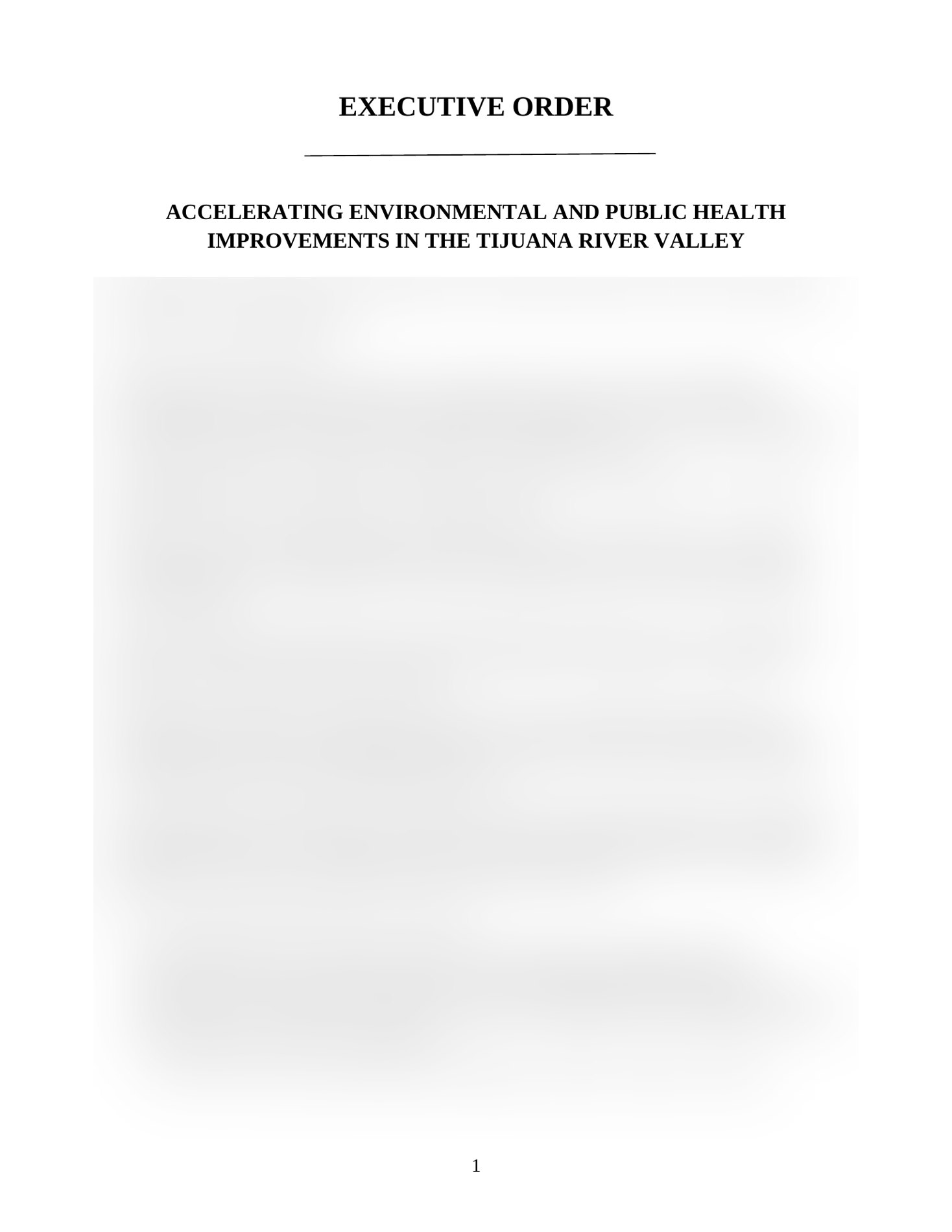 Proposed executive order. Substantive text intentionally obscured because the proposal remains nonpublic; no final official action is represented.