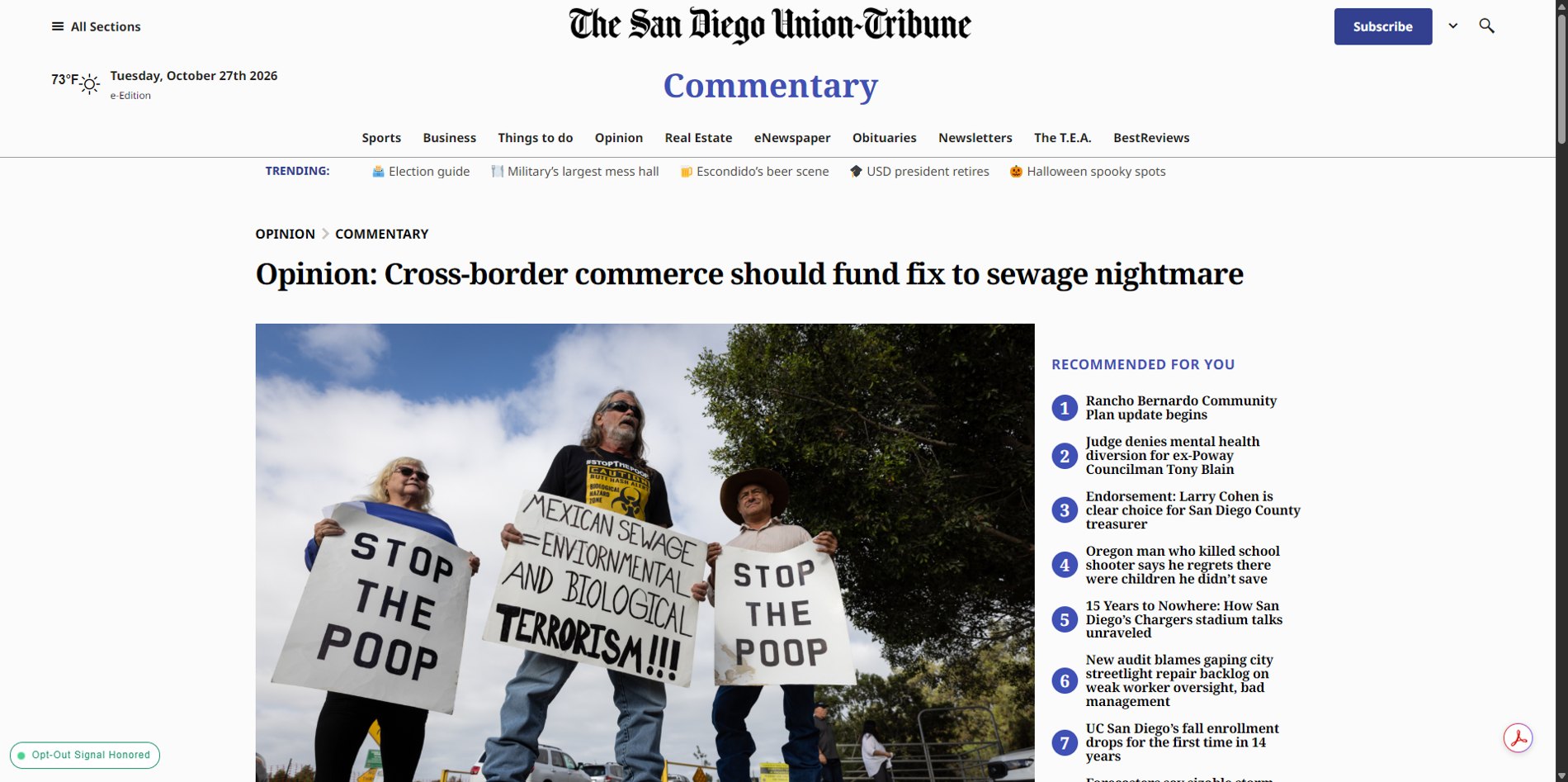 Opinion commentary screenshot concerning a proposed funding approach.